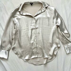 Express Shimmering Cream Button Down Shirt